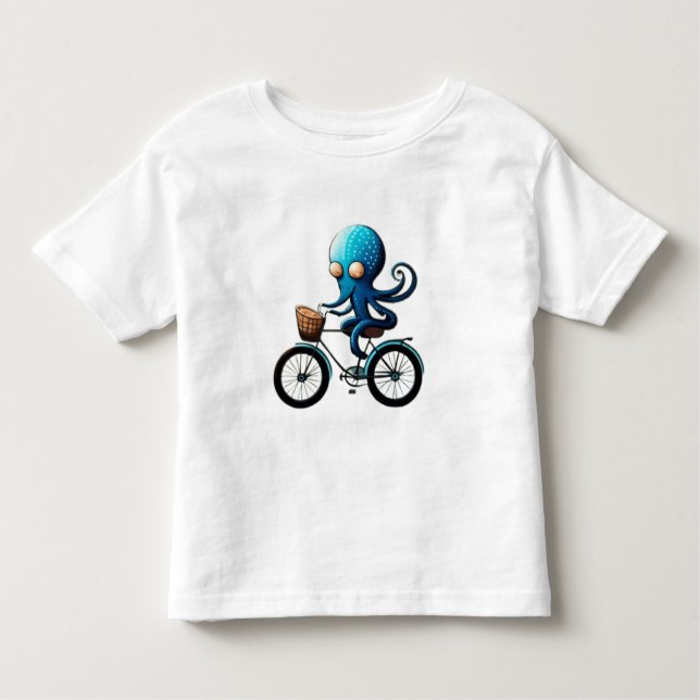 Niedlicher kleiner blauer Oktopus auf einem Fahrra Kleinkind T-shirt (Vorderseite)