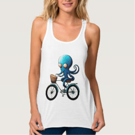 Niedlicher kleiner blauer Oktopus auf einem Fahrra Tank Top