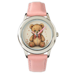 Niedlicher kleiner brauner Bär mit Krawatte Armbanduhr