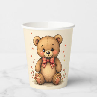 Niedlicher kleiner brauner Bär mit Krawatte Pappbecher