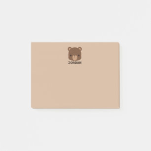 Niedlicher kleiner brauner Bär mit Personalisiert Post-it Klebezettel