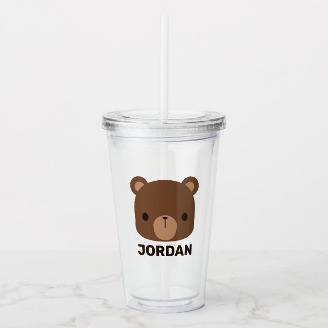 Niedlicher kleiner brauner Bär mit Personalisierte Acryltrinkbecher (Vorderseite)
