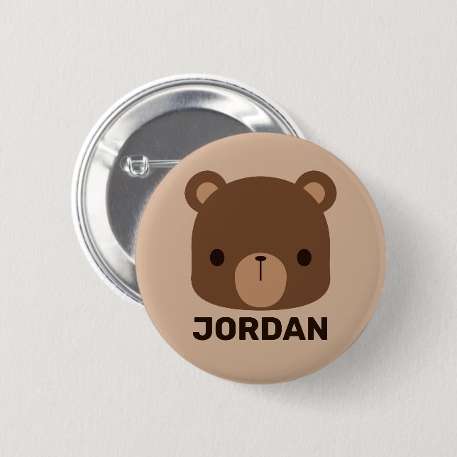 Niedlicher kleiner brauner Bär mit Personalisierte Button (Vorne & Hinten)