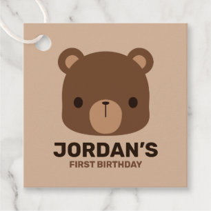 Niedlicher kleiner brauner Bär mit Personalisierte Geschenkanhänger