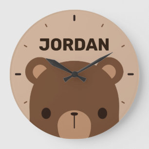 Niedlicher kleiner brauner Bär mit Personalisierte Große Wanduhr