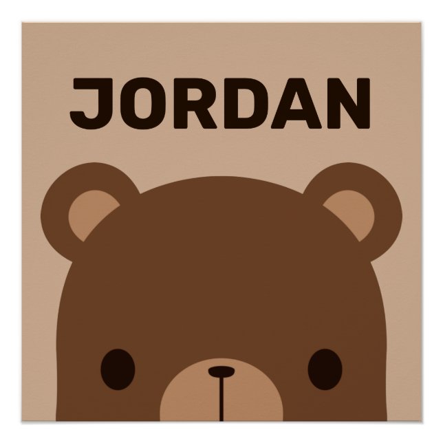 Niedlicher kleiner brauner Bär mit Personalisierte Poster (Vorderseite)