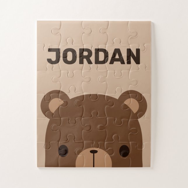 Niedlicher kleiner brauner Bär mit Personalisierte Puzzle (Vertikal)
