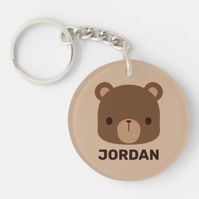 Niedlicher kleiner brauner Bär mit Personalisierte Schlüsselanhänger (Vorderseite)
