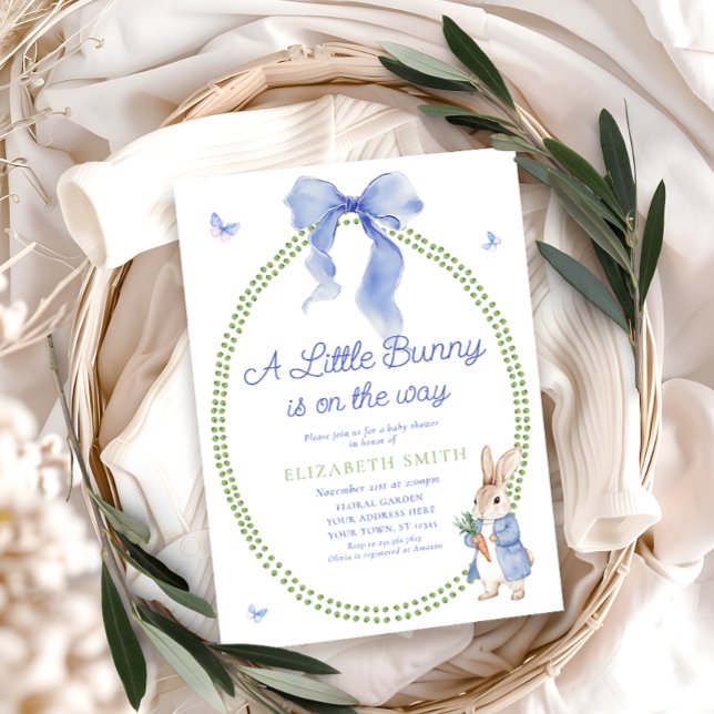 Niedlicher kleiner Bunny ist auf dem Weg Babydusch Einladung (Von Creator hochgeladen)