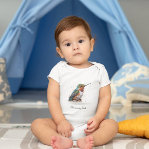 Niedlicher kleiner, bunter Kolibri-Pointillismus Baby Strampler