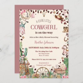 Niedlicher kleiner Cowgirl Western Watercolor Baby Einladung