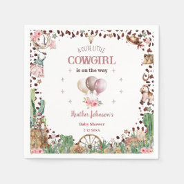 Niedlicher kleiner Cowgirl Western Watercolor Baby Serviette