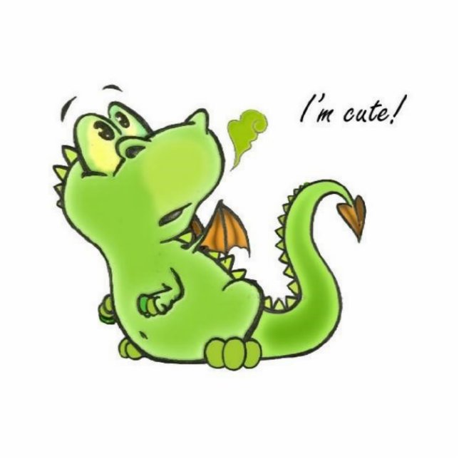 Niedlicher kleiner Drache Freistehende Fotoskulptur (Vorne)