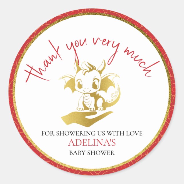 Niedlicher Kleiner Drache ist auf dem Weg Red Baby Runder Aufkleber (Vorderseite)