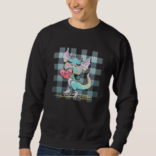 Niedlicher Kleiner Drache mit I Liebe Ihr Herz Sweatshirt