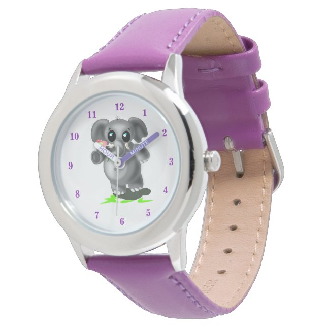 Niedlicher kleiner Elefant Armbanduhr (Schrägansicht)