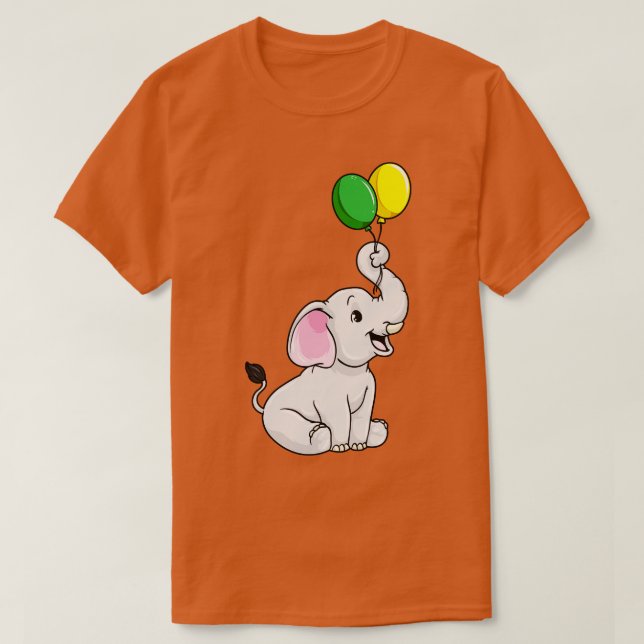 Niedlicher kleiner Elefant mit Ballons T-Shirt (Design vorne)