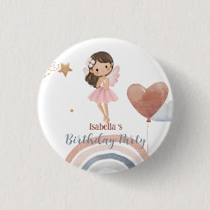 Niedlicher Kleiner Engel afro Girls Balloon Geburt Button