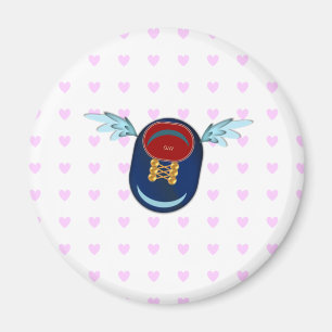 Niedlicher kleiner Flügelschuh-Cartoon und rosa He Magnet