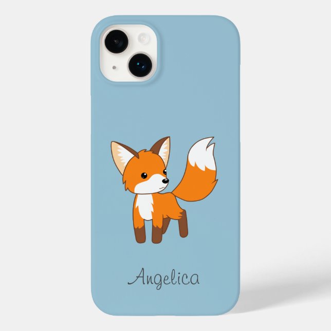 Niedlicher kleiner Fox auf blau Case-Mate iPhone Hülle (Rückseite)