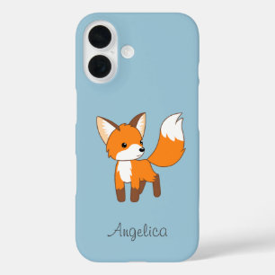 Niedlicher kleiner Fox auf blau iPhone 16 Hülle