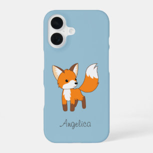 Niedlicher kleiner Fox auf blau iPhone 16 Hülle