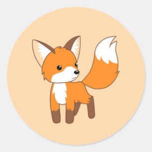 Niedlicher kleiner Fox auf Creme Runder Aufkleber