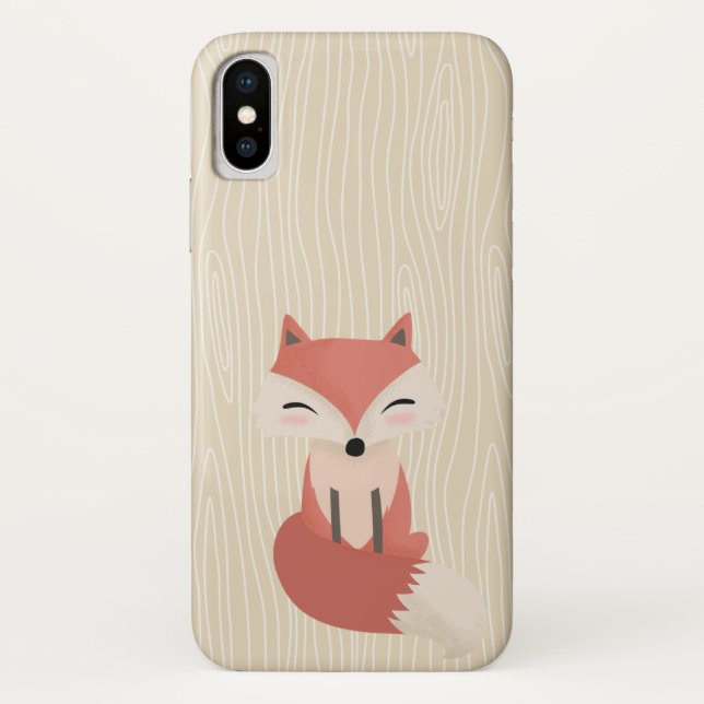 Niedlicher kleiner Fox-WaldtierWoodgrain Case-Mate iPhone Hülle (Rückseite)