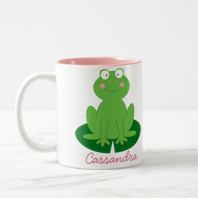 Niedlicher, kleiner Froggy-Mumm Zweifarbige Tasse (Links)