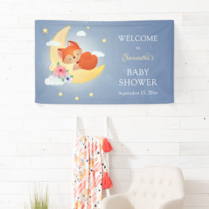 Niedlicher kleiner Fuchs auf der Mond-Babydusche Banner