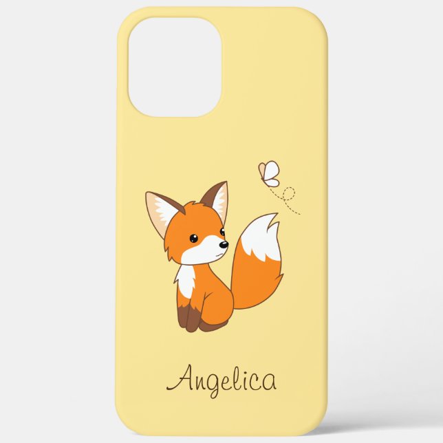 Niedlicher kleiner Fuchs sieht Schmetterling zu Case-Mate iPhone Hülle (Rückseite)