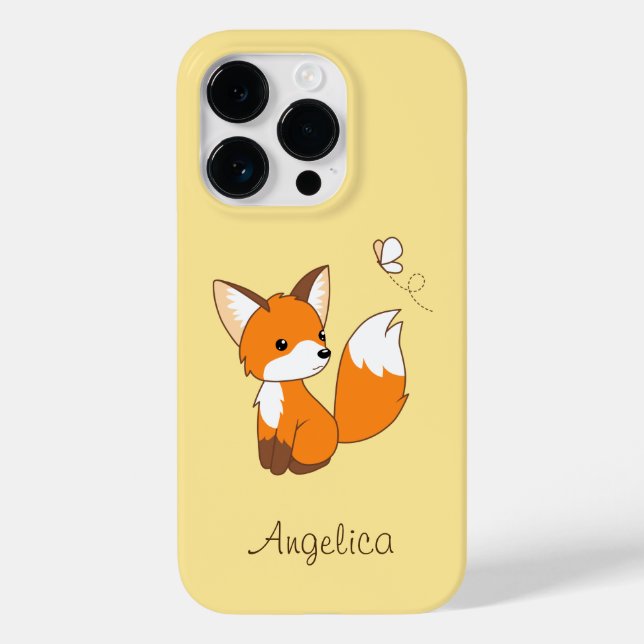 Niedlicher kleiner Fuchs sieht Schmetterling zu Case-Mate iPhone Hülle (Rückseite)