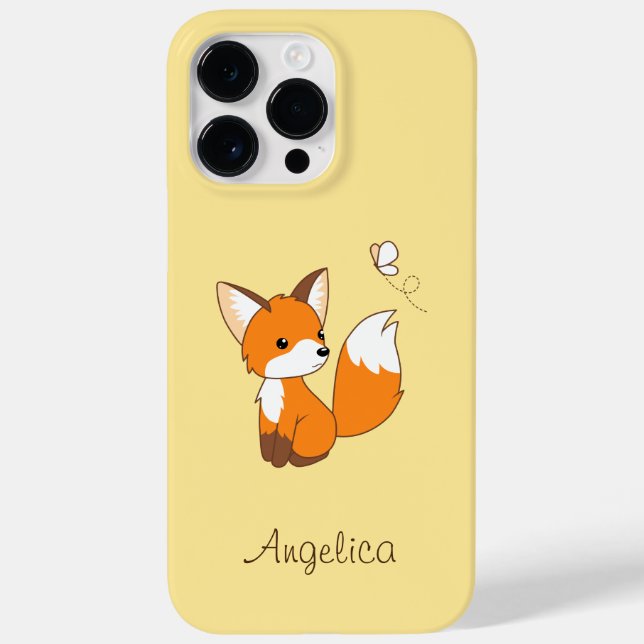 Niedlicher kleiner Fuchs sieht Schmetterling zu Case-Mate iPhone Hülle (Rückseite)