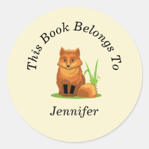 Niedlicher kleiner Fuchs zurück in die Schule Runder Aufkleber