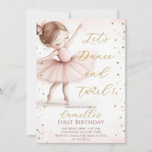 Niedlicher kleiner Girl Ballerina Geburtstag Einla Einladung