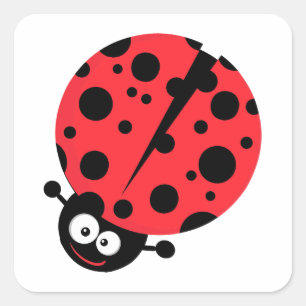 niedlicher kleiner goofy Ladybug mit vielen Spots Quadratischer Aufkleber