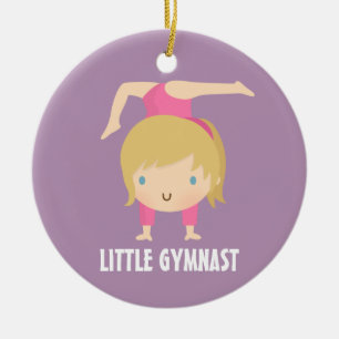 Niedlicher kleiner Gymnast-blonde Keramikornament