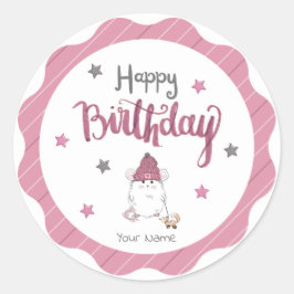 Niedlicher kleiner Hamster Happy Birthday Runder Aufkleber