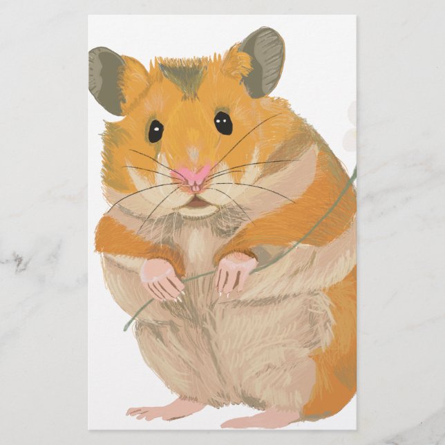 Niedlicher kleiner Hamster mit Blume Briefpapier (Vorderseite)