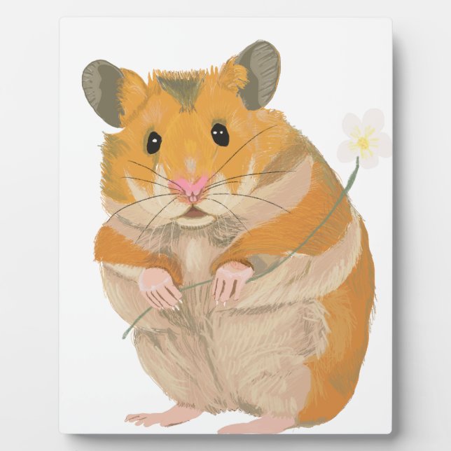 Niedlicher kleiner Hamster mit Blume Fotoplatte (Vorderseite)