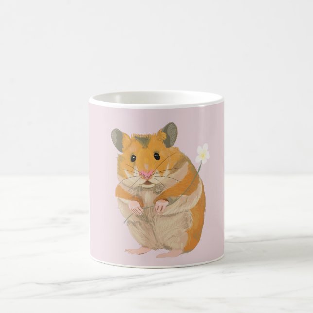 Niedlicher kleiner Hamster mit Blume Kaffeetasse (Mittel)