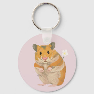 Niedlicher kleiner Hamster mit Blume Schlüsselanhänger