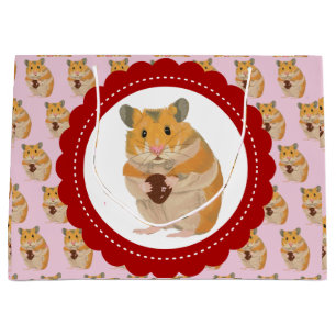 Niedlicher kleiner Hamster mit einem Ostereier, gr Große Geschenktüte