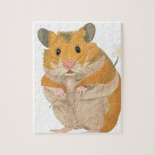 Niedlicher kleiner Hamster mit einer Blume Puzzle
