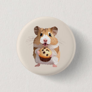 Niedlicher kleiner Hamster mit Muffin Button