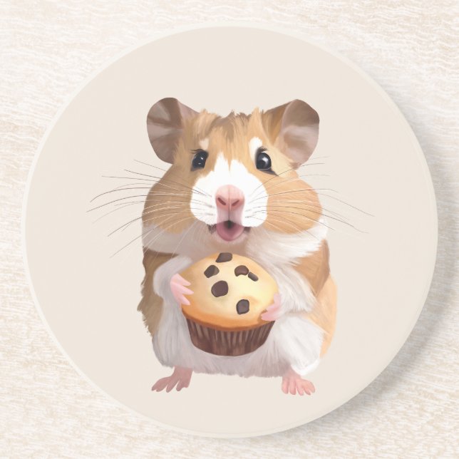 Niedlicher kleiner Hamster mit Muffin Getränkeuntersetzer (Vorne)