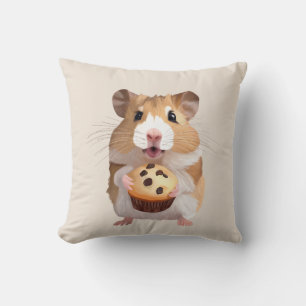 Niedlicher kleiner Hamster mit Muffin Kissen