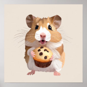Niedlicher kleiner Hamster mit Muffin Poster