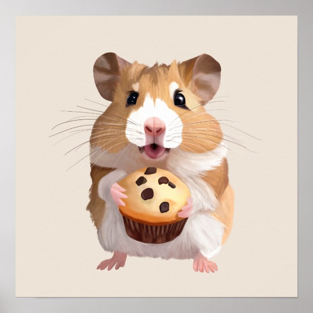 Niedlicher kleiner Hamster mit Muffin Poster (Vorne)