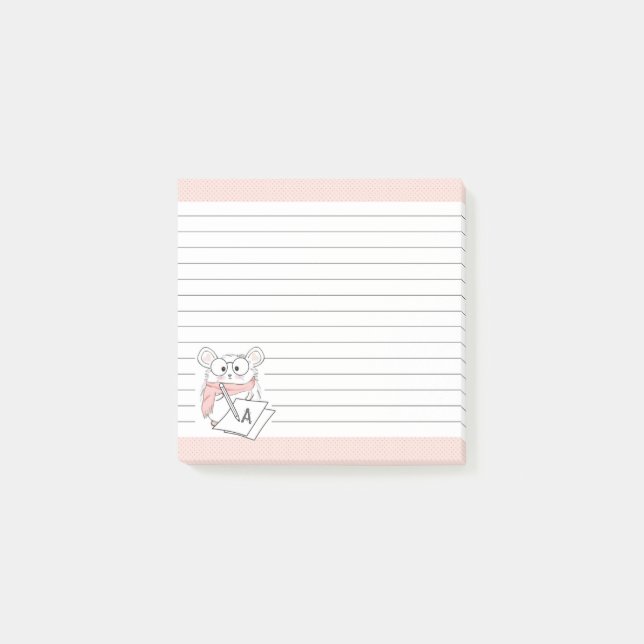 Niedlicher Kleiner Hamster Monogram Pink Notes Post-it Klebezettel (Vorderseite)